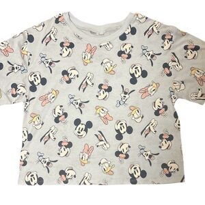 Disney Mickey Minnie Daisy Donald Goofy Crop Top Tee Shirt Blue - Women’s Large